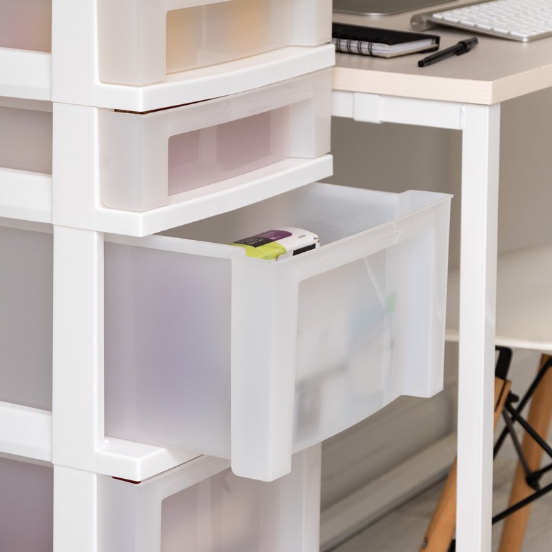 6-Drawer Plastic Storage Cart with Organizer Top and Wheels - White or Black