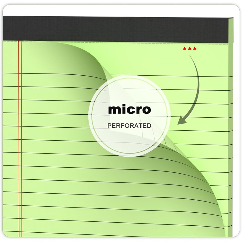 Colored Notepads Set - 5 Pack 8.5 x 11.65 Inch Office Writing Pads with Perforated Pages