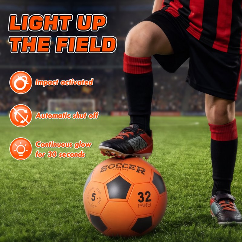 Glow in The Dark Soccer Ball - Light Up Football for Night Play, Waterproof, USB Rechargeable, Size 5 Outdoor Sports Toy for Kids & Teens
