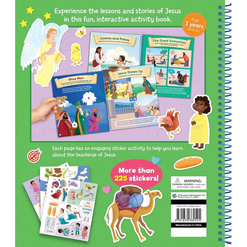 Sticker Activity Book for Kids Ages 3-6 - Stories of Jesus with 225+ Stickers