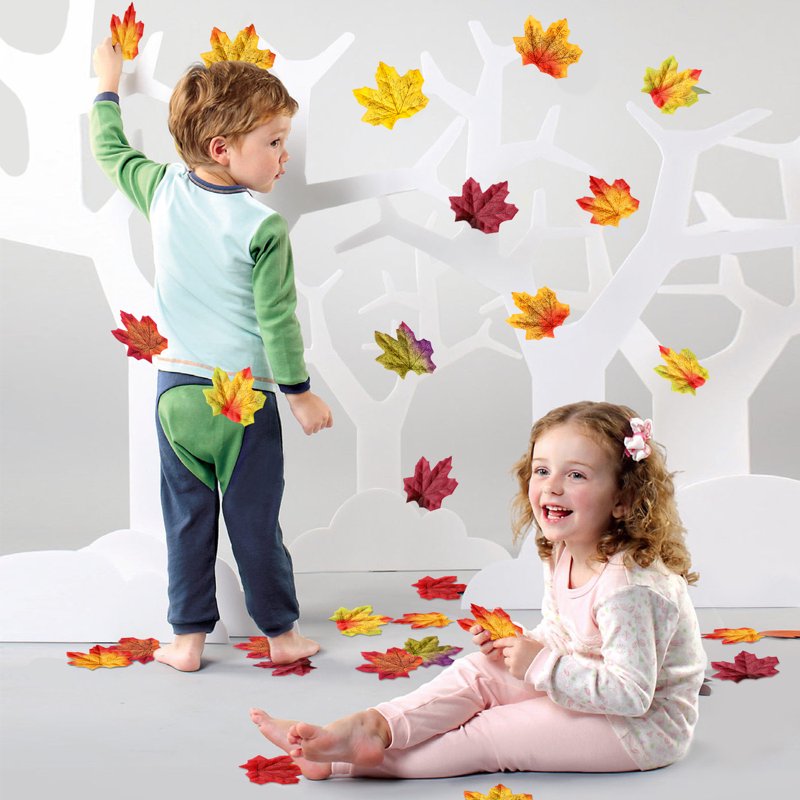 Artificial Fall Leaves Decor 450 Pcs Autumn Maple Leaves for Thanksgiving Halloween Party