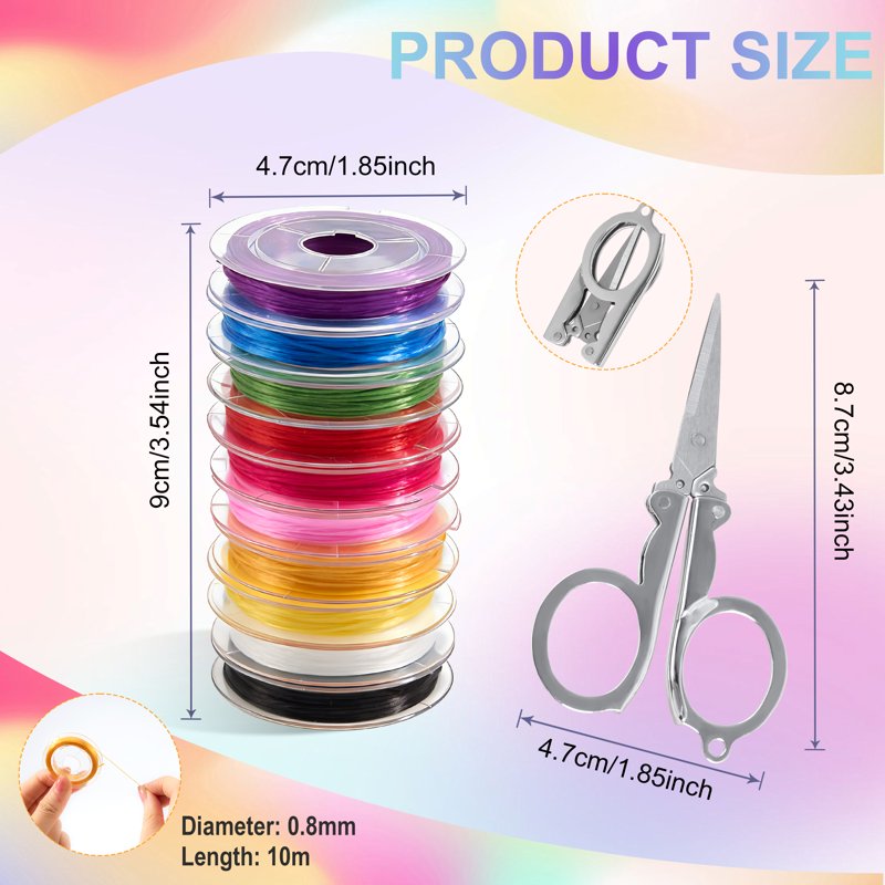 Rainbow Elastic Jewelry Cord for Crafting, 65.62ft 0.8mm Stretch String for Bracelets