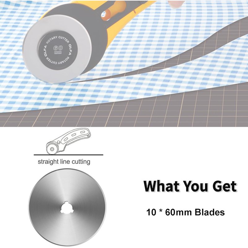 60mm Rotary Cutter Blades 10-Pack Replacement for Fiskars & Olfa