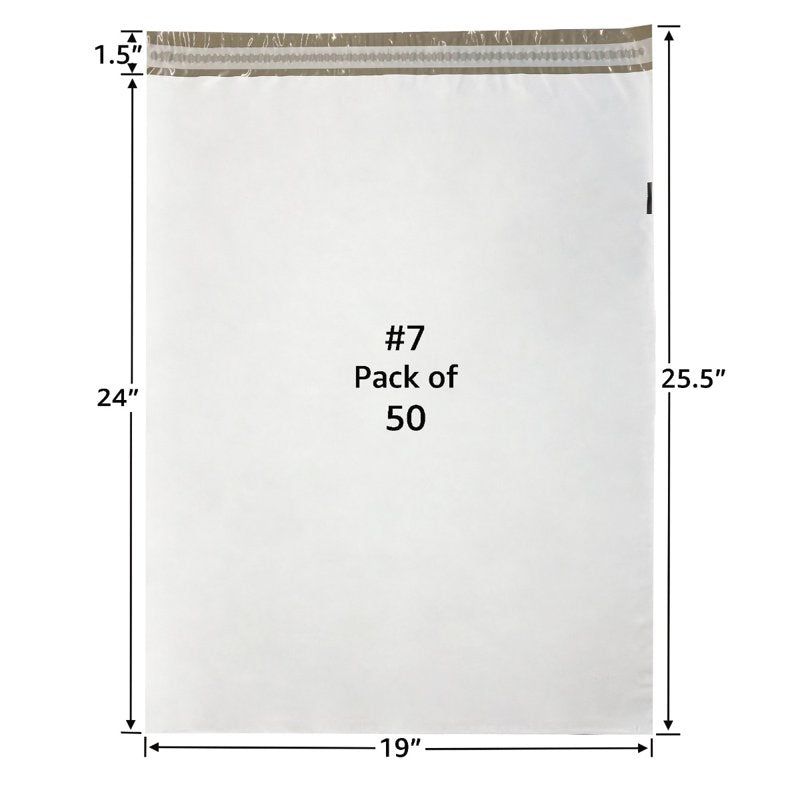 50 White Poly Mailer Bags 19x24 Inches Self-Sealing Shipping Envelopes