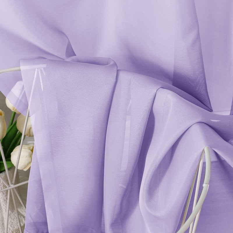 Lavender Sheer Curtains 2 Pack - Light Filtering Voile Panel for Windows & Doors