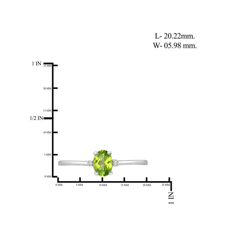 Peridot Birthstone Ring 0.50 Carat Sterling Silver with White Diamond Accent