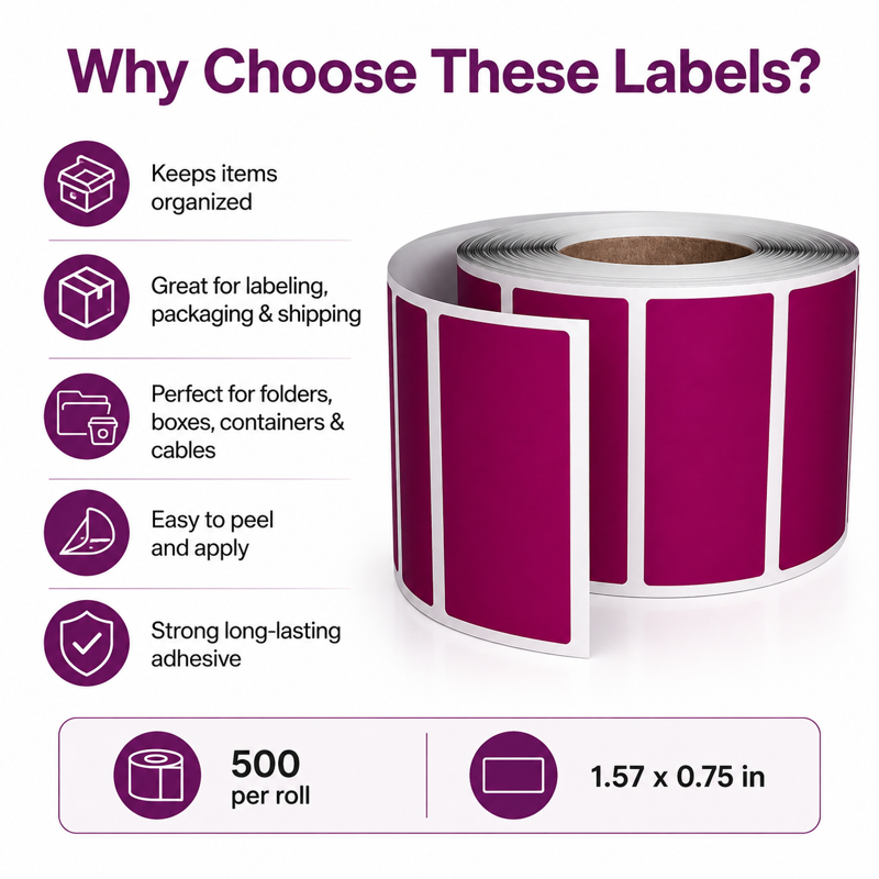 Color Coding Sticker Roll Labels - 1.57" x 0.75" - 500 Pack