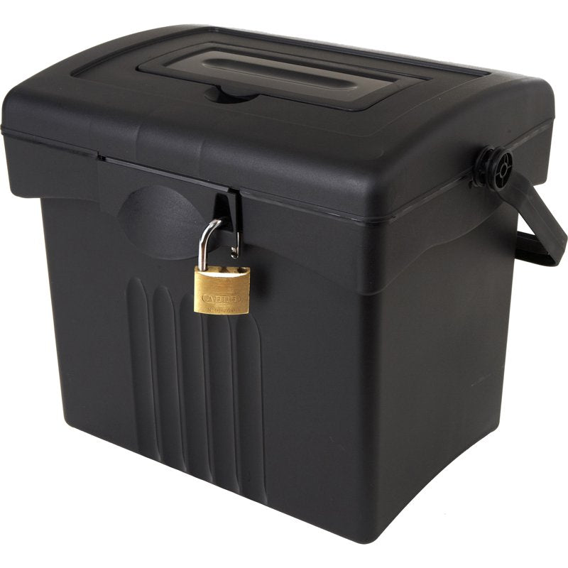 Portable File Storage Box with Lockable Lid 14.9x11x12.1 Inch Black