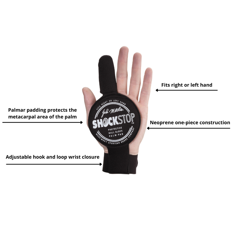 Shockstop Protective Palm Pad for Adult and Youth Baseball Gloves