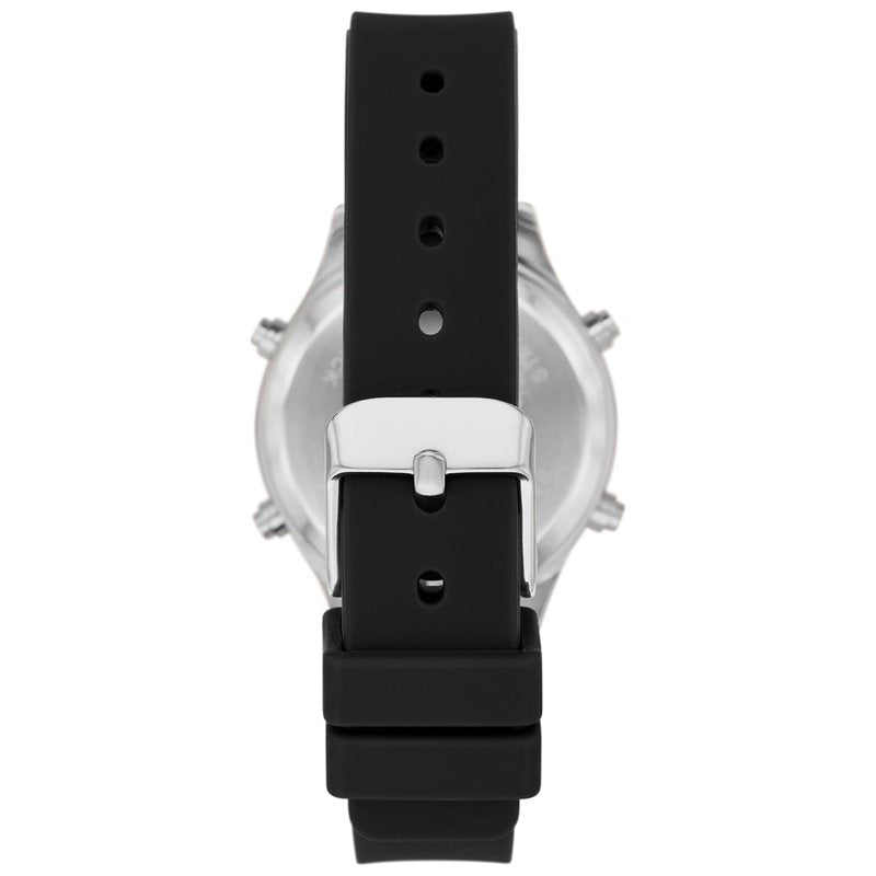 Women's Digital Watch with Silicone Strap - Silver Tone, LCD Display