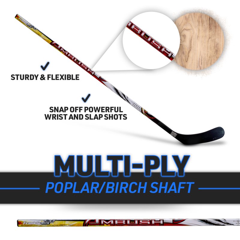 Youth Street Hockey Stick - Wooden & Fiberglass Shaft, ABS Blade, 46 Inch