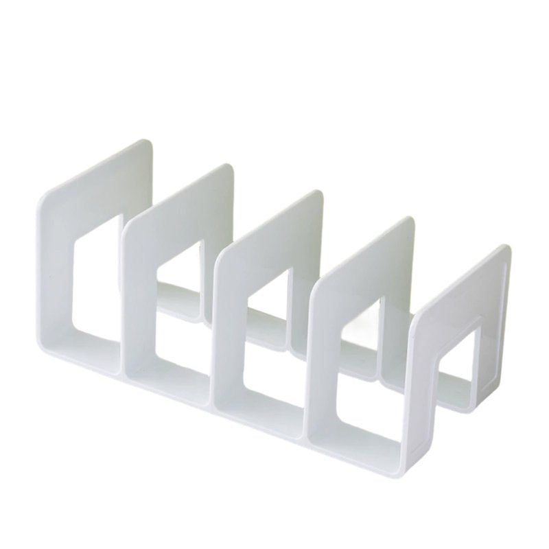Desktop Book Organizer Shelf with Dividers - Plastic File Sorter for Office & Study