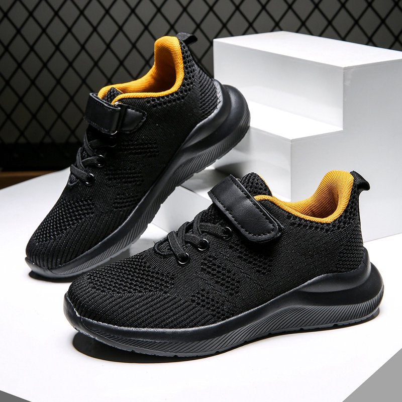 Kids Athletic Sneakers with Hook & Loop Closure - Lightweight Breathable Mesh Running Shoes