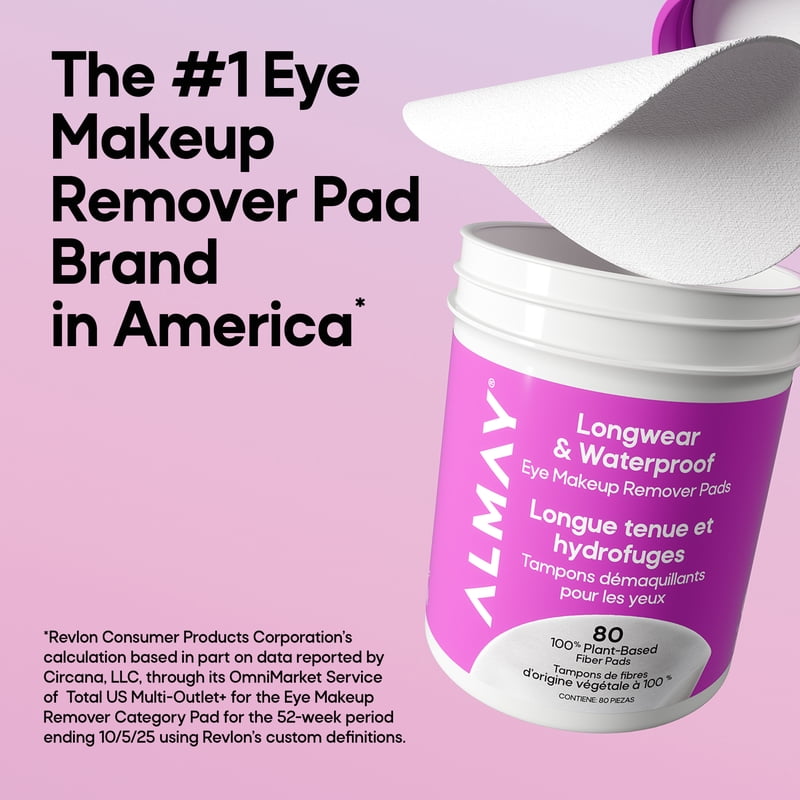 Longwear & Waterproof Eye Makeup Remover Pads - 120 Count, Gentle & Hypoallergenic