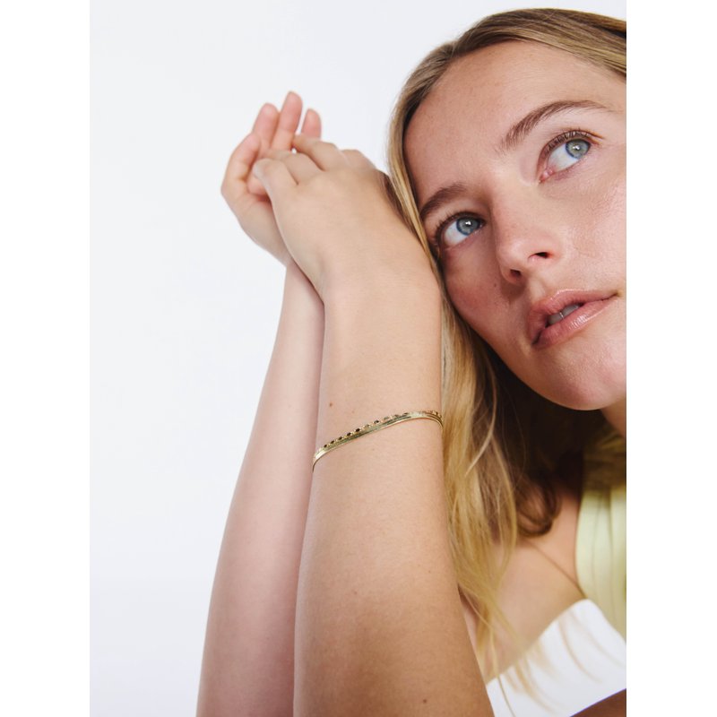Women's Gold & Silver Layered Herringbone Bracelet Set - 14K Gold Plated, 2-Piece Jewelry