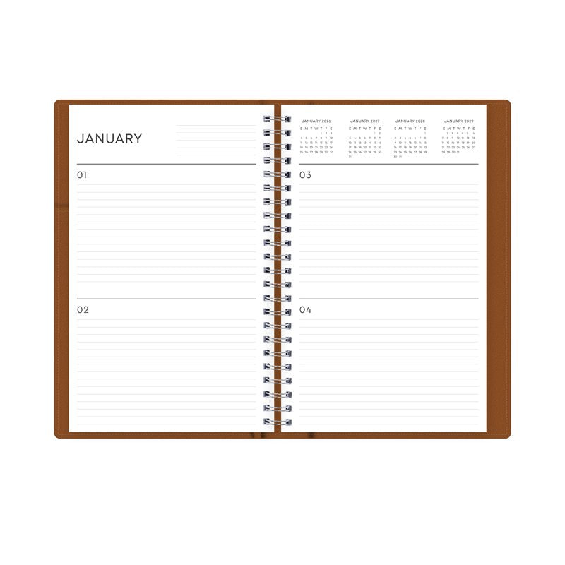 Blue Sky Perpetual Monthly Weekly Planner 5x8 Faux Leather Tan