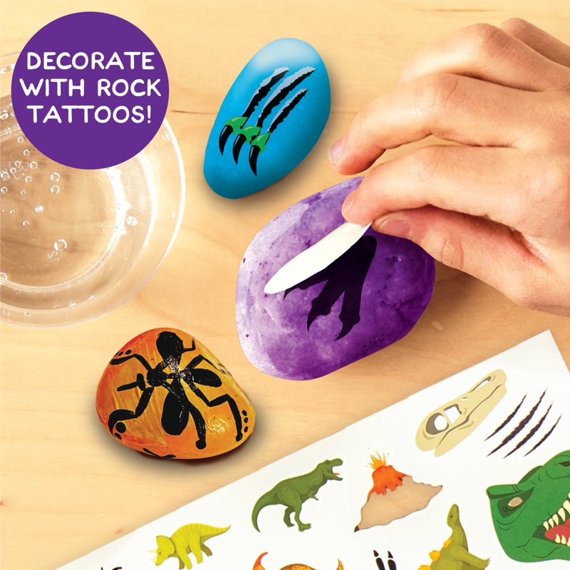 Kids Dinosaur Rock Painting Kit with Fossils and Stones - Creative Art Set for Ages 6+