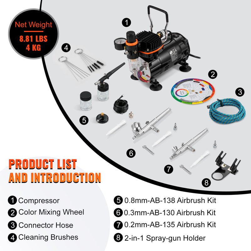 Professional Airbrush Kit with Compressor for Nail Art, Cake Decorating & DIY Craft Projects