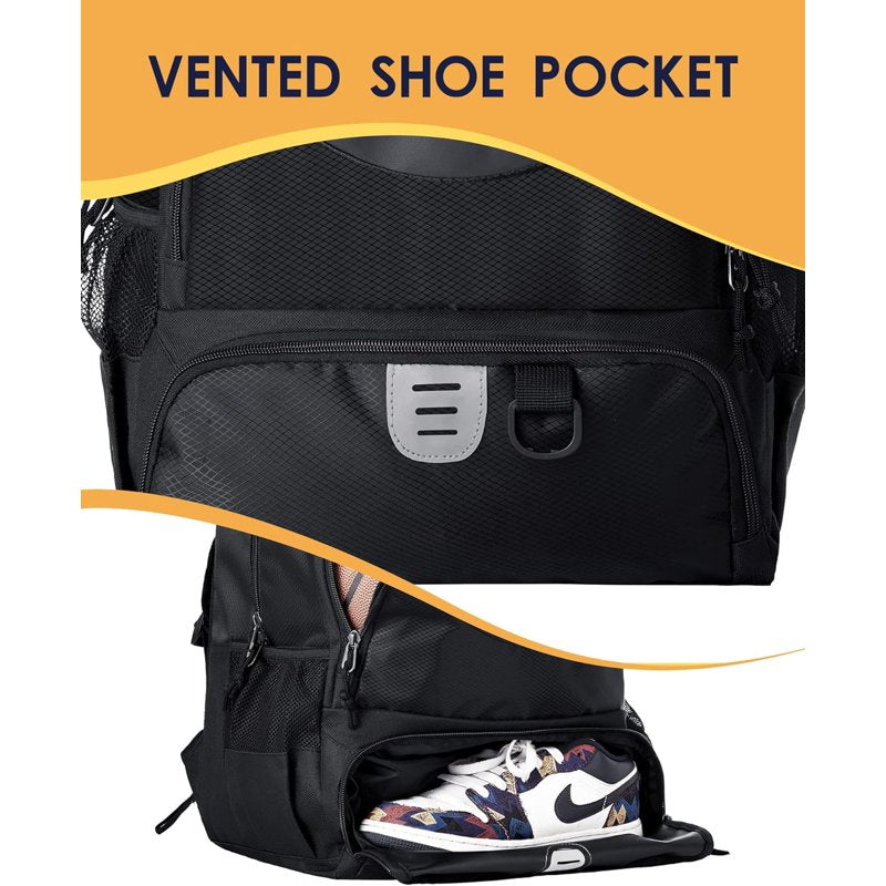 Sports Ball Backpack with Shoe & Water Bottle Compartments for Basketball Soccer Volleyball