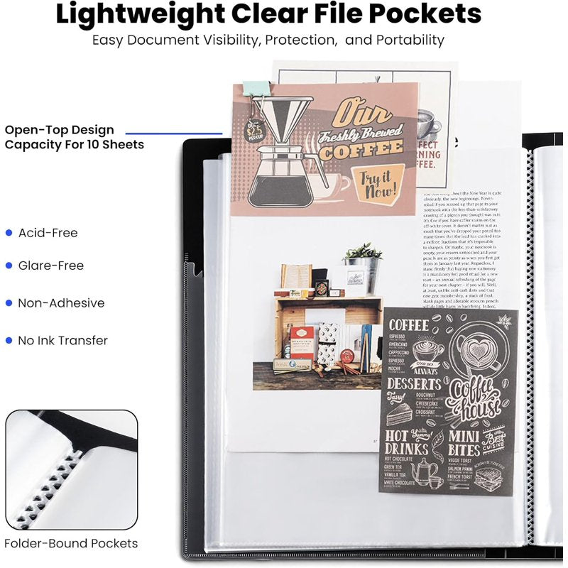 Art Portfolio Binder with Plastic Sleeves - 8.5x11 Display & Document Organizer