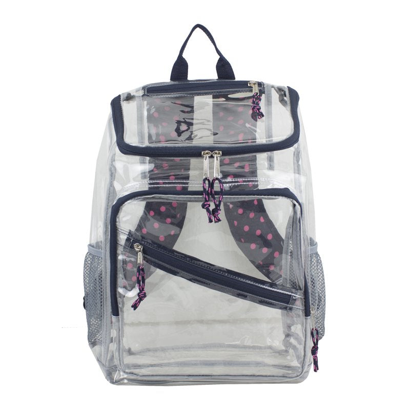 Unisex Clear Top Loader Backpack with Polka Dots - Stylish & Durable School Bag