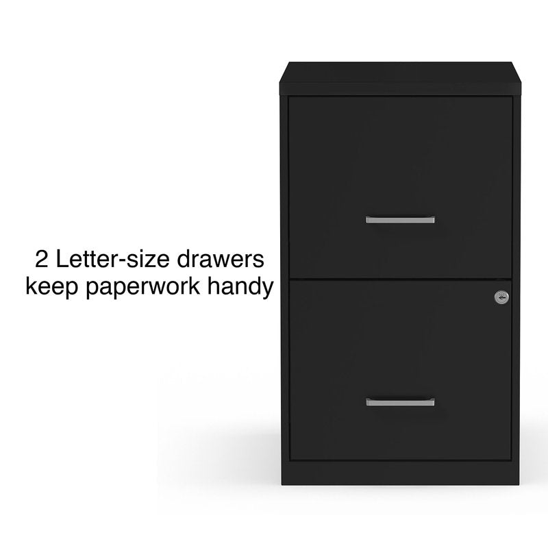 2-Drawer Locking Vertical File Cabinet Black 18D for Office & Home