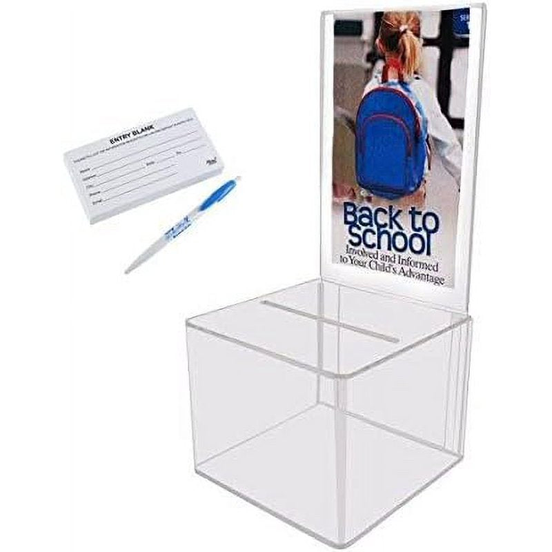 Acrylic Donation & Suggestion Box with Display Sign - 5x5 Inches, Pack of 2