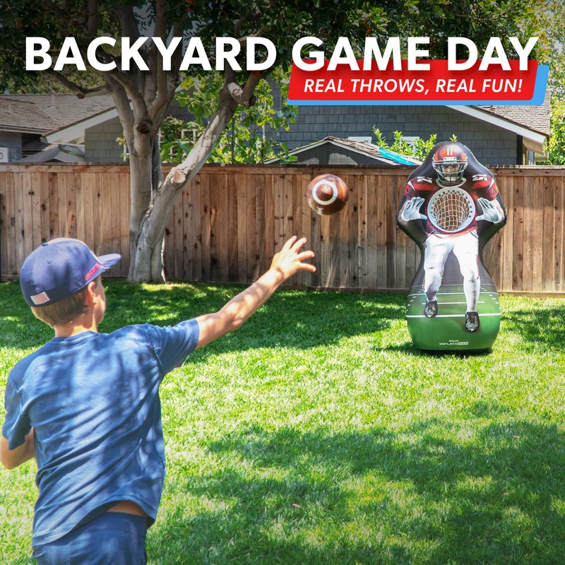 Inflatable Football Toss Game Set with Receiver and Scoreboard - Kids & Adults