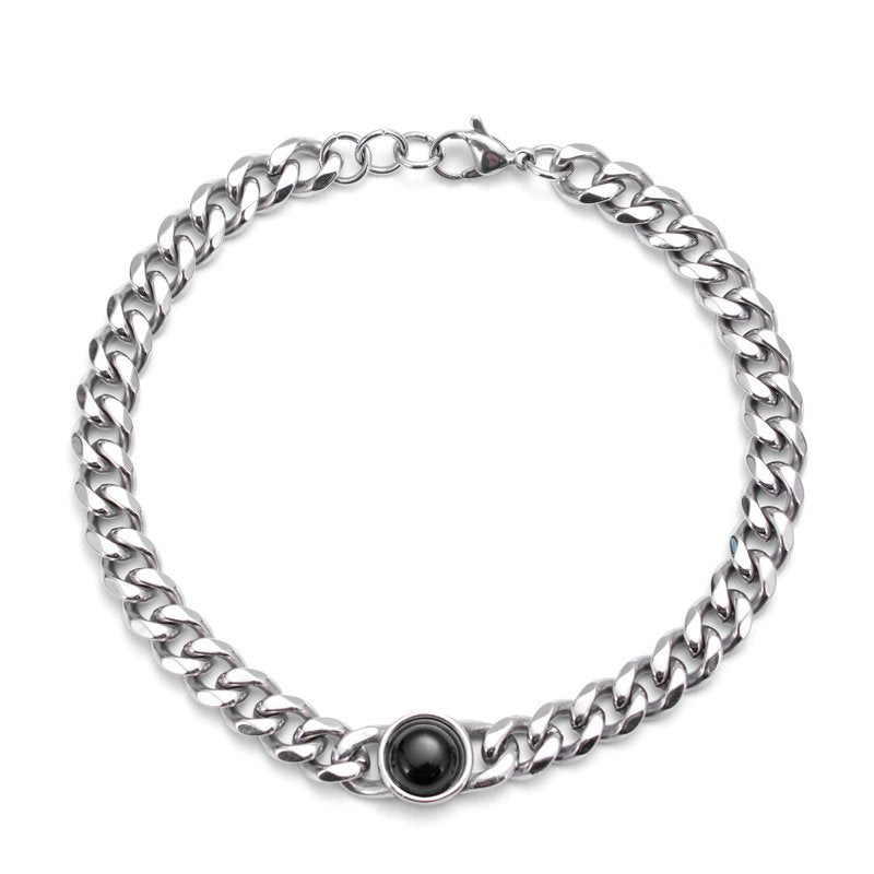 Men's Black Onyx Cuba Link Chain Bracelet - Stainless Steel, Durable & Tarnish-Resistant