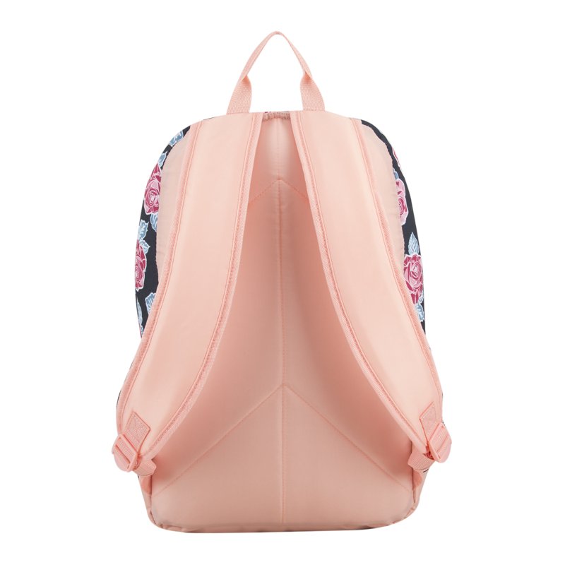 Unisex Dome Backpack with Bonus Pouch - Rose Print, Spacious School & Casual Bag