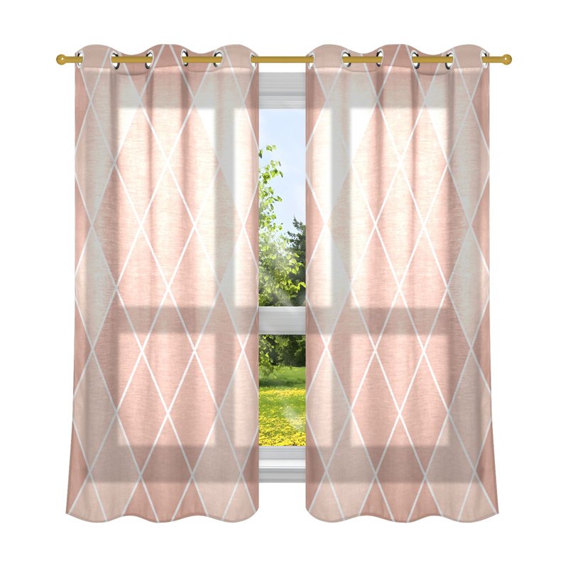 Sheer Curtain Panel Set - Light Filtering Grommet Drapes for Bedroom & Living Room