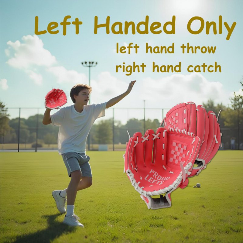 Left Handed Baseball Glove for Youth T-Ball & Softball - Entry Level, 10.5in Pink
