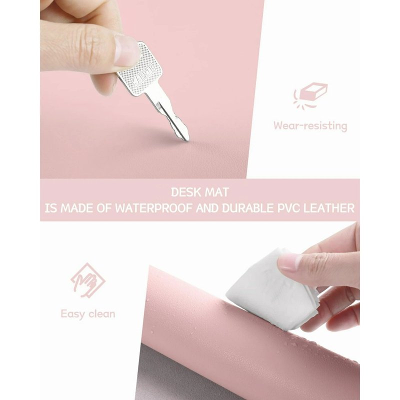 Large Waterproof Leather Desk Pad for Office and Home - Pink 23.6 x 13.7 Inches