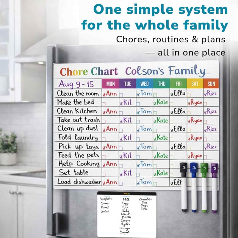 Quokka Magnetic Chore Chart for Kids at Home – Gift Reward Visual Schedule Chart – Dry Erase Weekly Planner (Variation: Basic)