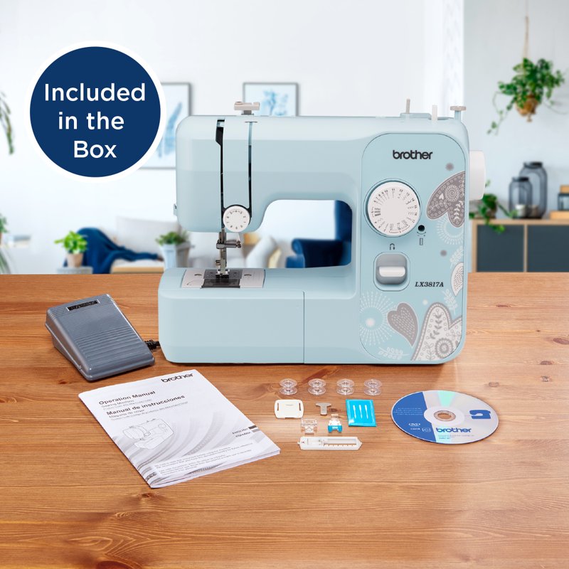 Portable Embroidery Sewing Machine with 17 Stitches and Accessories