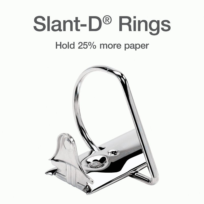 Nonstick Locking Slant D-Ring Binder 6 Inch Rings, 55% Recycled, White