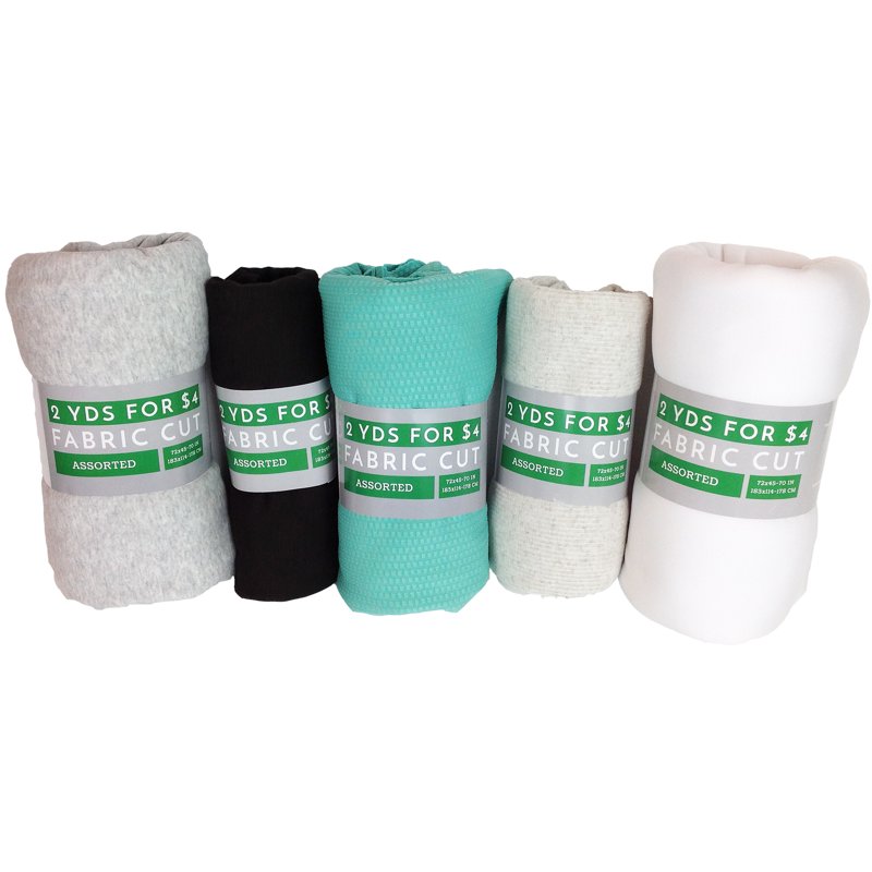 Assorted Fabric Precut Rolls - 2 Yards Each, Variety of Textures & Colors - 2 Pack