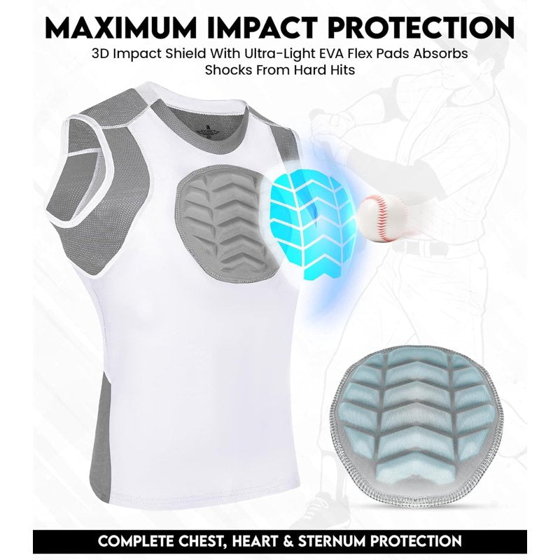 Youth Baseball & Softball Chest Protector with Impact-Dispersing Padding