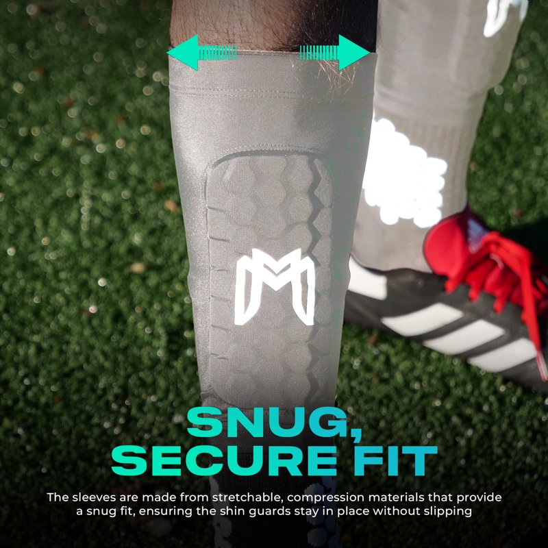 MediCaptain Mini Soccer Shin Guard Sleeves with Built-In EVA Pads, Gray - Variation: Maxi