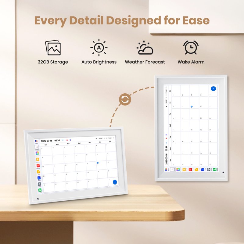 10.1 Inch Touchscreen Digital Calendar with Google Outlook iCloud Sync Family Task Rewards