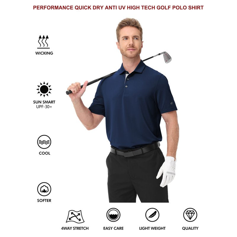 Men's Short Sleeve Performance Polo Shirts for Golf & Casual Wear