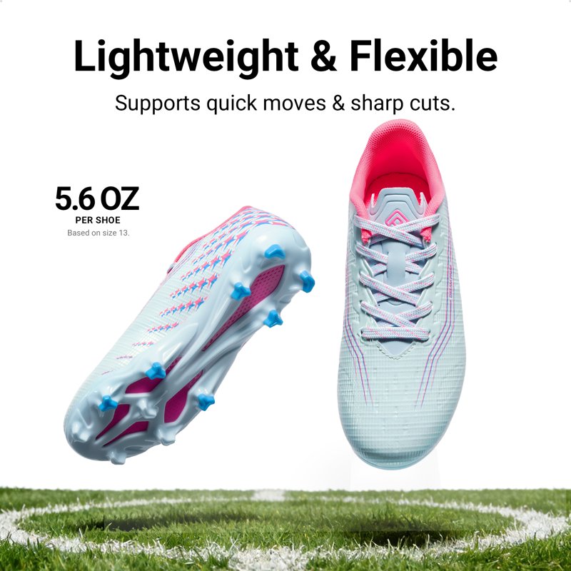Dream Pairs Kids Soccer Cleats High-Speed Lightweight Football Shoes - Light Blue Pink, Variation 6