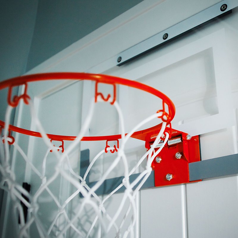 Indoor Over-the-Door Basketball Hoop with Polycarbonate Backboard and 9-Inch Breakaway Rim