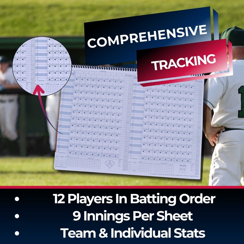 Baseball & Softball Scorebook - Side-by-Side 50 Game Tracking