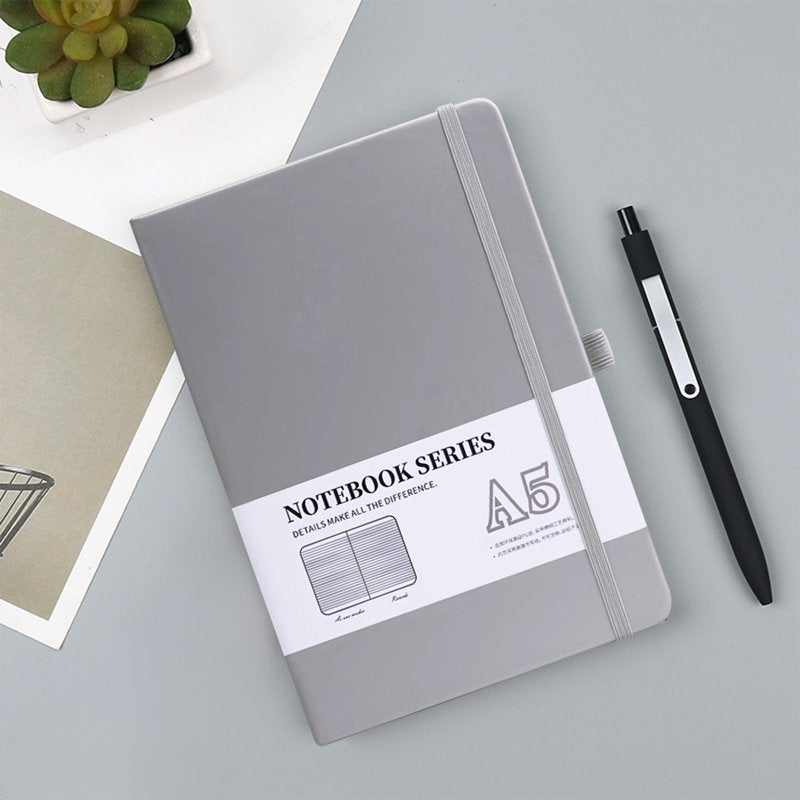 Lined Hardcover Notebook for Journaling and Note Taking - 200 Pages, A5 Size, Leather Cover with Pen Holder, Various Colors