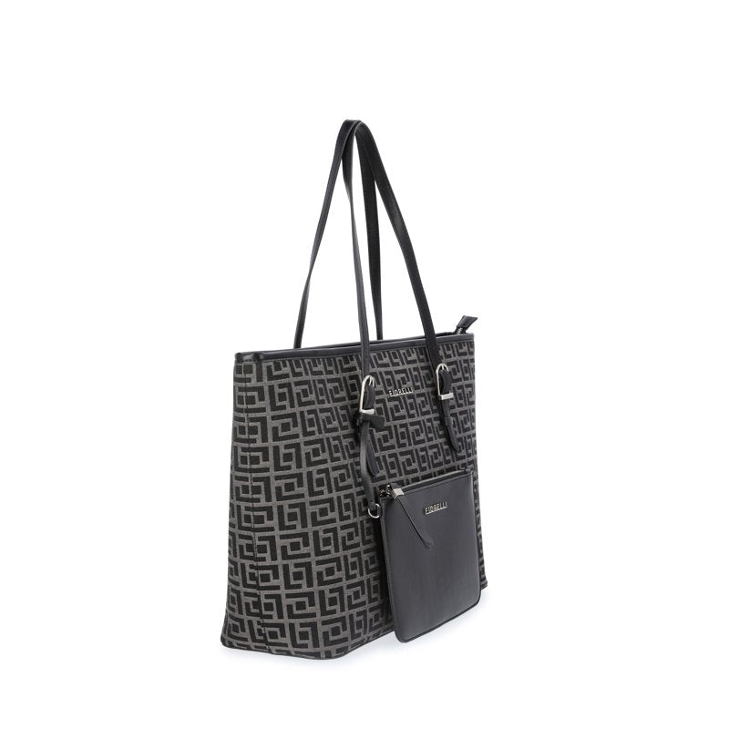 Women's Savannah Tote Bag with Detachable Pouch - Black Jacquard