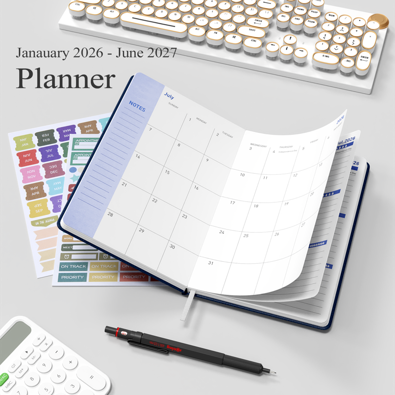 Academic Weekly & Monthly Planner 2026-2027 with Pen Holder, 5.7 x 8 Inches