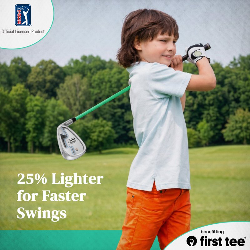 PGA TOUR x First Tee 5-Piece Junior Golf Club Set - Right-Handed, 4'1"–4'8" Heights, Green Carry Bag
