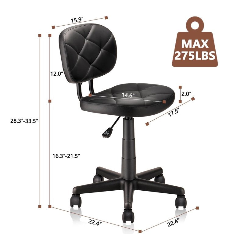 Adjustable Swivel Rolling Stool with PU Leather Seat and Foot Rest - Modern Drafting Chair