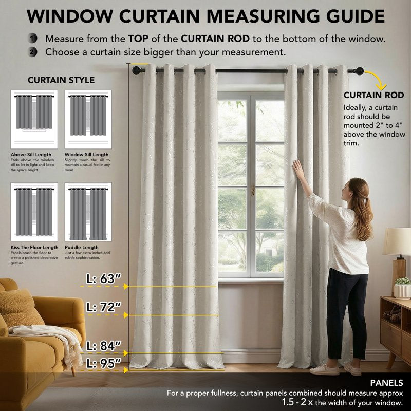 Blackout Curtains with Thermal Insulation - Light Beige, Room Darkening Drapes, Various Sizes & Patterns
